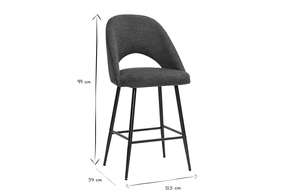 Barhocker aus dunkelblauem Samt-Effekt-Stoff H65 cm (2er-Set) COSETTE