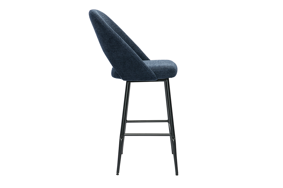 Barhocker aus dunkelblauem Samt-Effekt-Stoff H65 cm (2er-Set) COSETTE