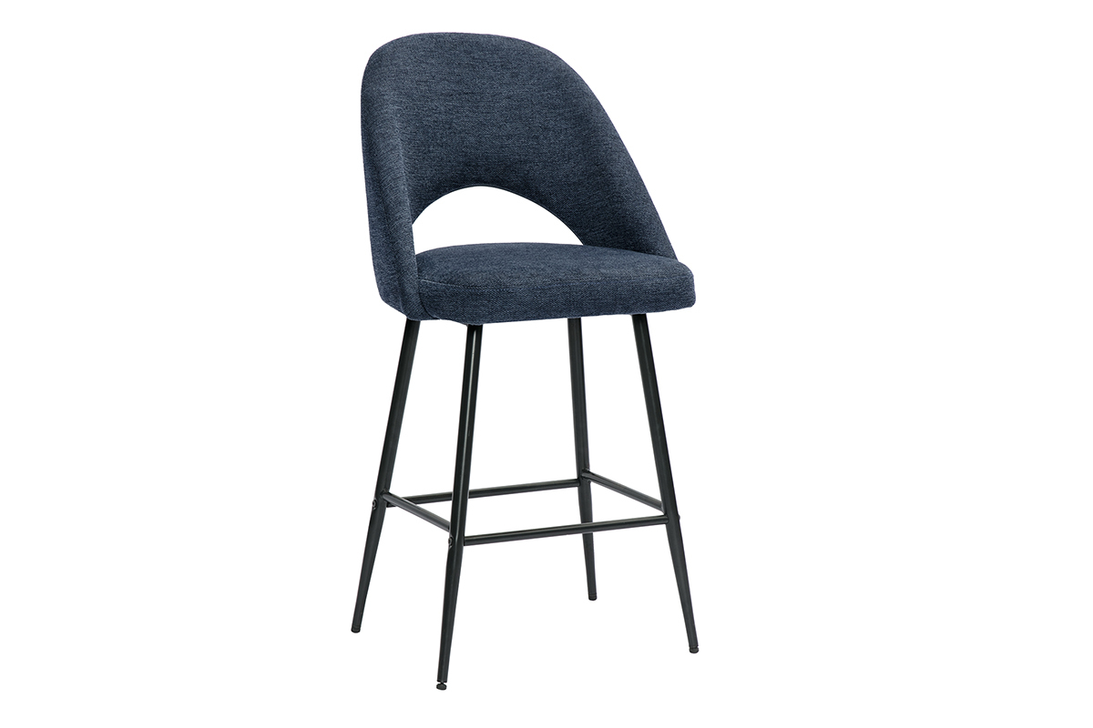Barhocker aus dunkelblauem Samt-Effekt-Stoff H65 cm (2er-Set) COSETTE