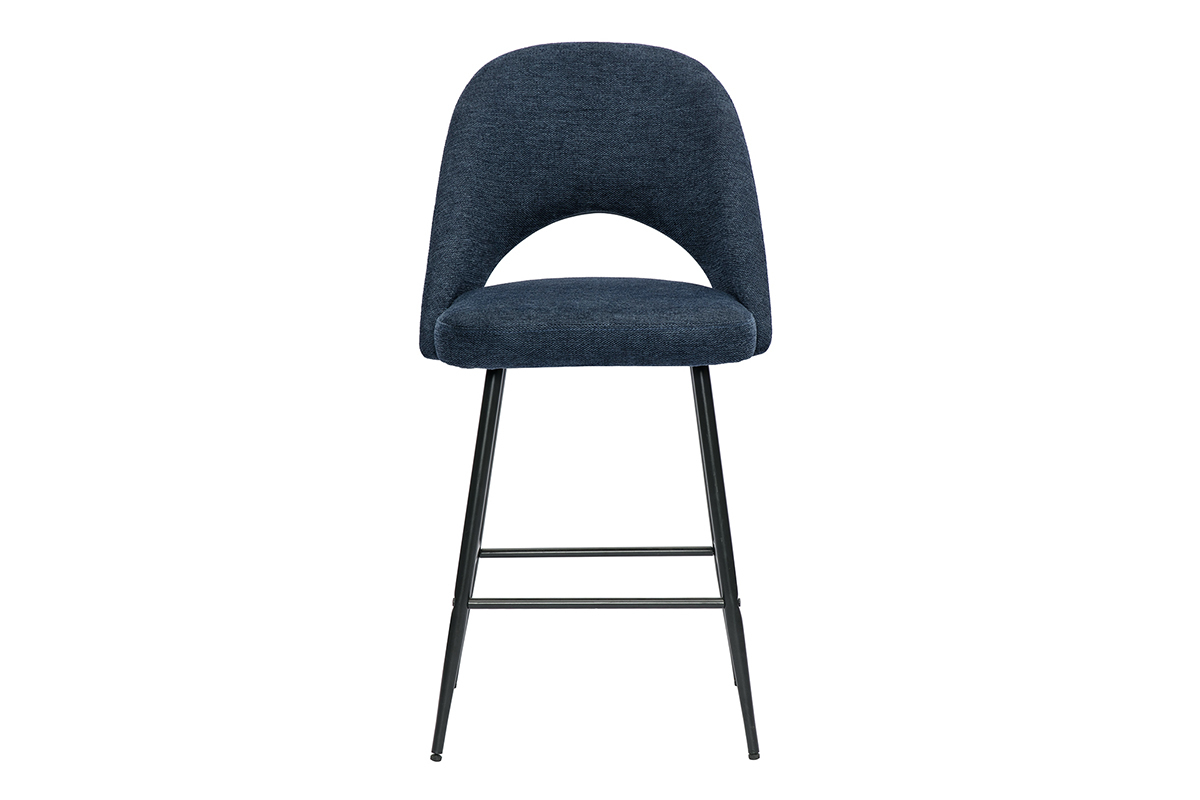 Barhocker aus dunkelblauem Samt-Effekt-Stoff H65 cm (2er-Set) COSETTE