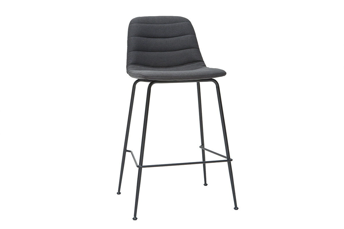 Barhocker aus dunkelgrauem Stoff und Metall 65 cm (2er Set) SAURY
