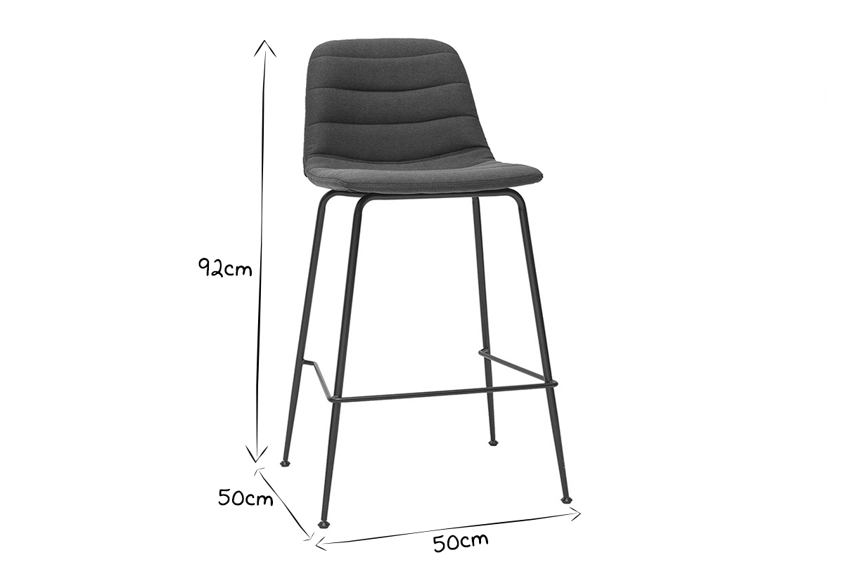 Barhocker aus dunkelgrauem Stoff und Metall 65 cm (2er Set) SAURY