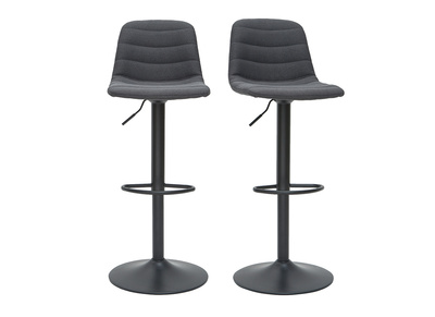 Barhocker aus dunkelgrauem Stoff und Metall, höhenverstellbar ( 2er-Set) SAURY