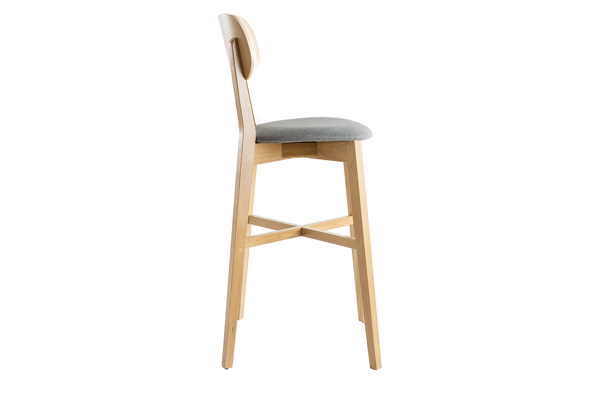 Barhocker aus Eichenholz mit graumelierter Sitzflche H 75 cm LUCIA