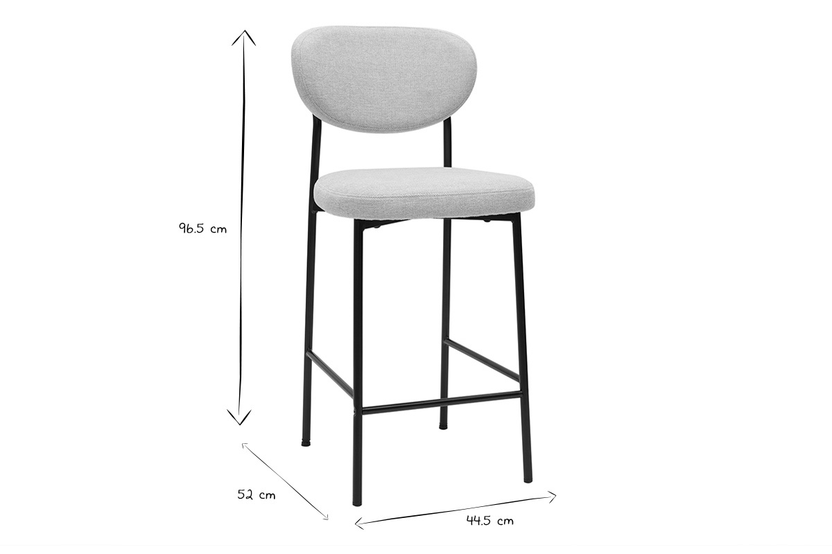 Barhocker aus festem Stoff mit texturiertem Samteffekt in Beige H65 cm (2er-Set) BREKA