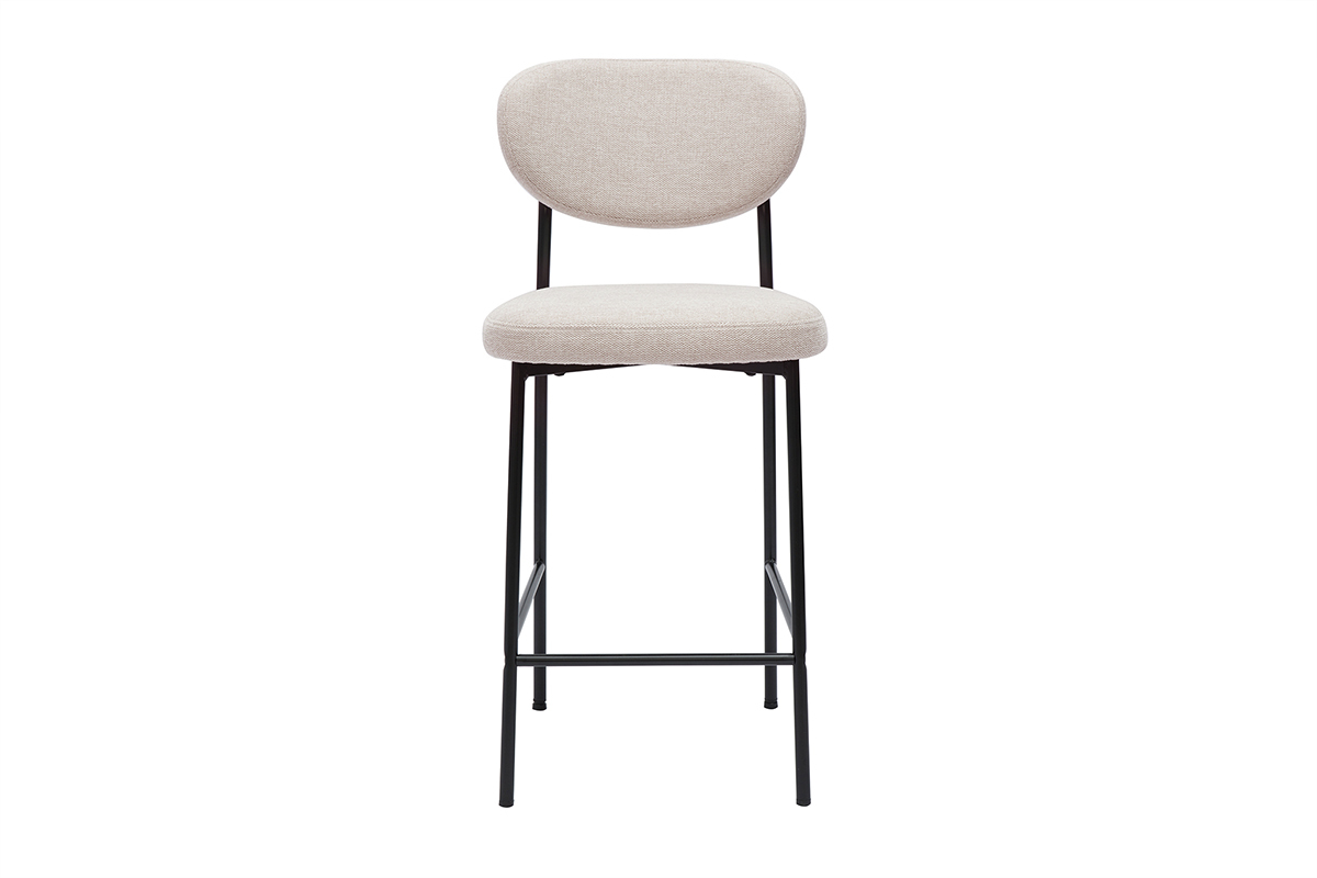 Barhocker aus festem Stoff mit texturiertem Samteffekt in Beige H65 cm (2er-Set) BREKA