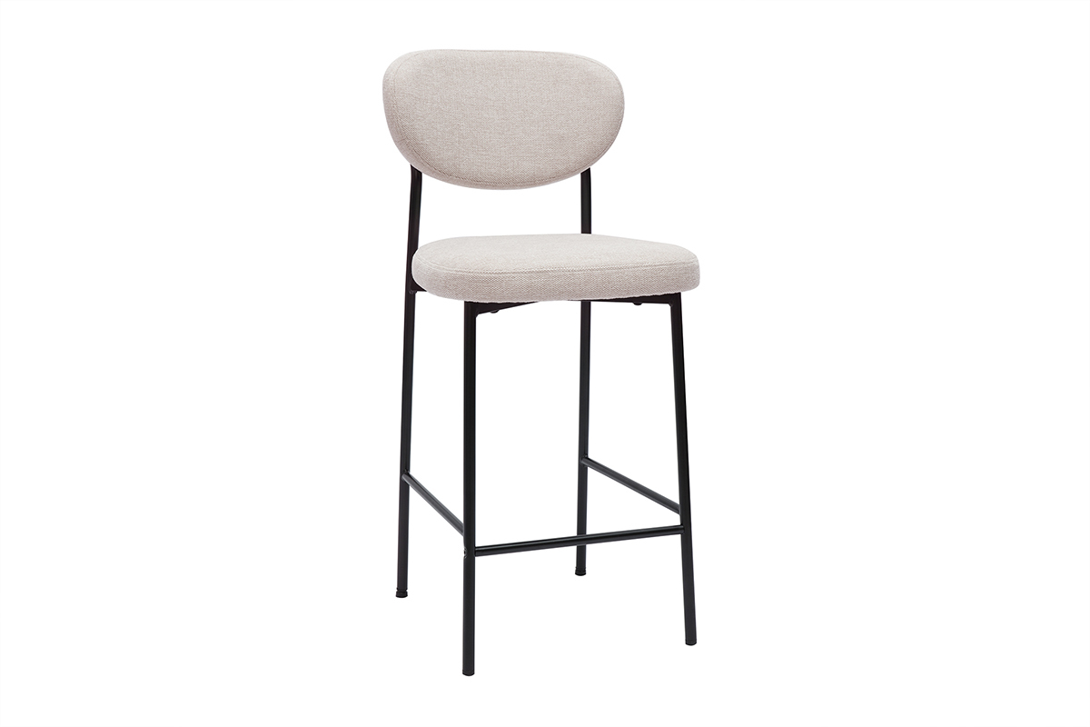 Barhocker aus festem Stoff mit texturiertem Samteffekt in Beige H65 cm (2er-Set) BREKA