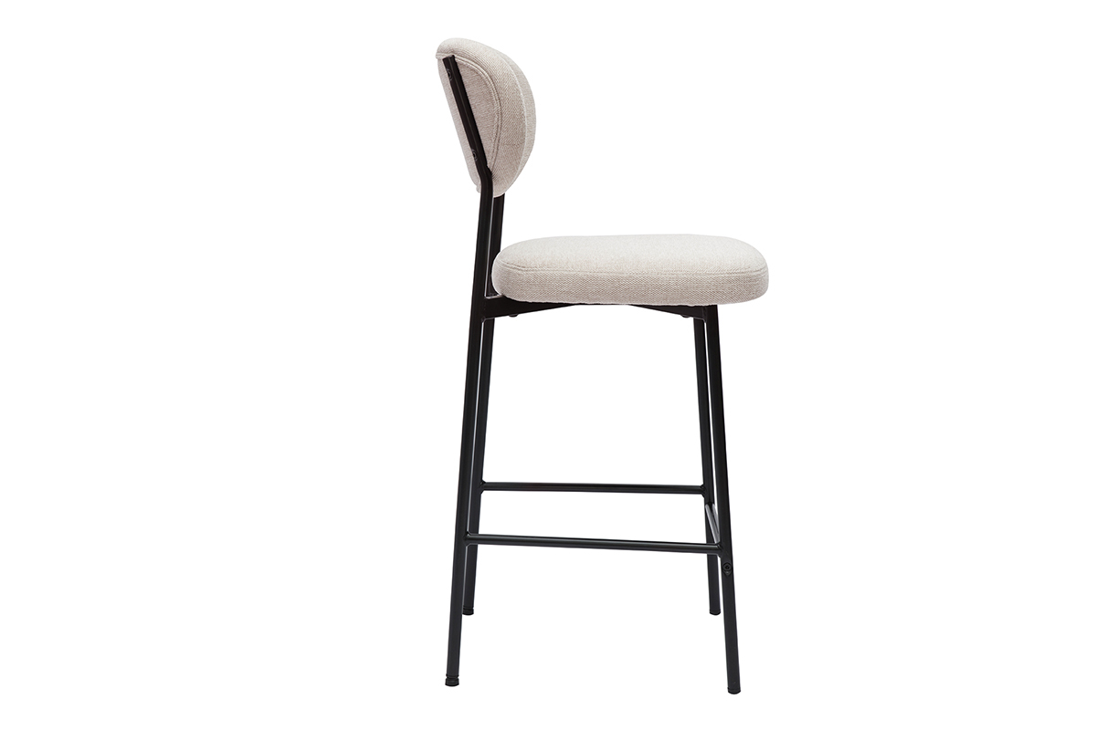 Barhocker aus festem Stoff mit texturiertem Samteffekt in Beige H65 cm (2er-Set) BREKA