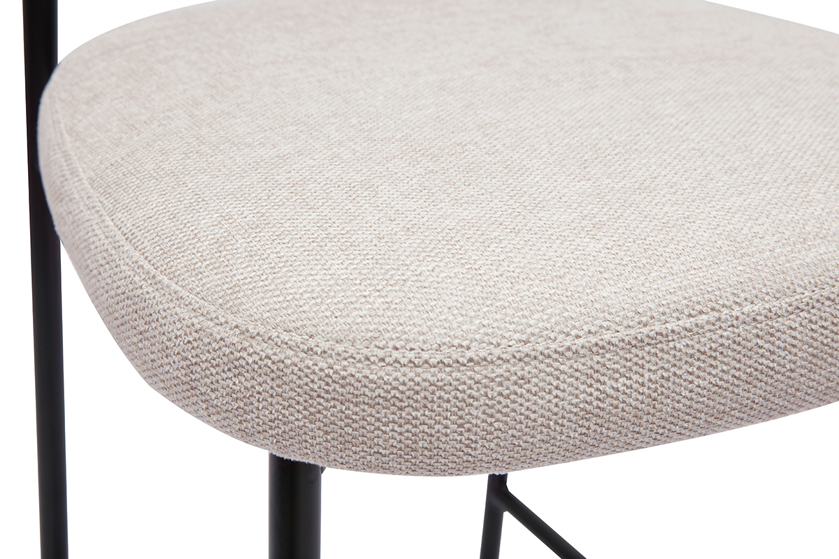 Barhocker aus festem Stoff mit texturiertem Samteffekt in Beige H65 cm (2er-Set) BREKA