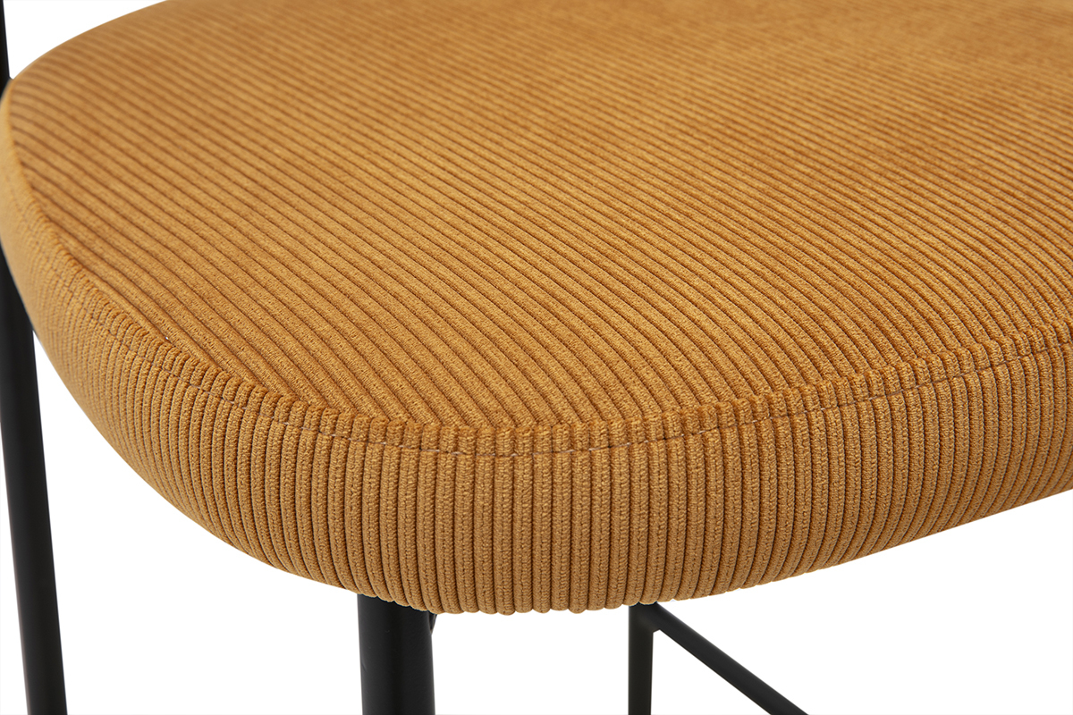 Barhocker aus gelbem Cord-Samt H65 cm (2er-Set) BREKA