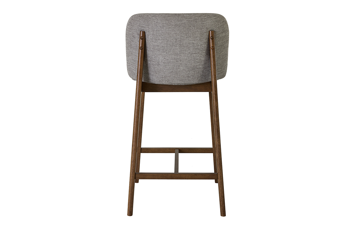 Barhocker aus grauem Samt-Textil-Effekt und dunklem Holz H69 cm (2er-Set) TIEGA