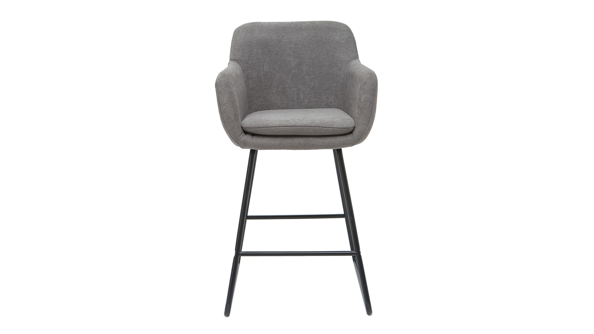 Barhocker aus grauem Stoff mit Samteffekt H65 cm (2er-Satz) AMIKA