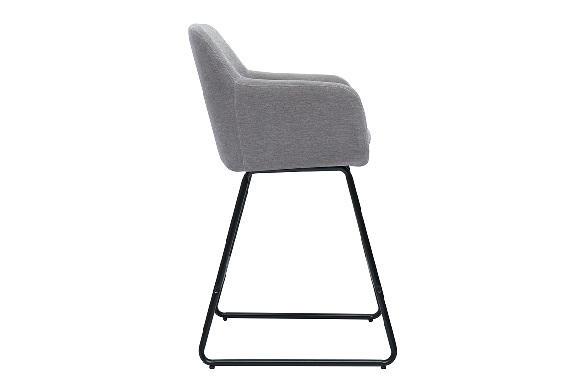 Barhocker aus grauem Stoff mit Samteffekt H65 cm (2er-Satz) AMIKA