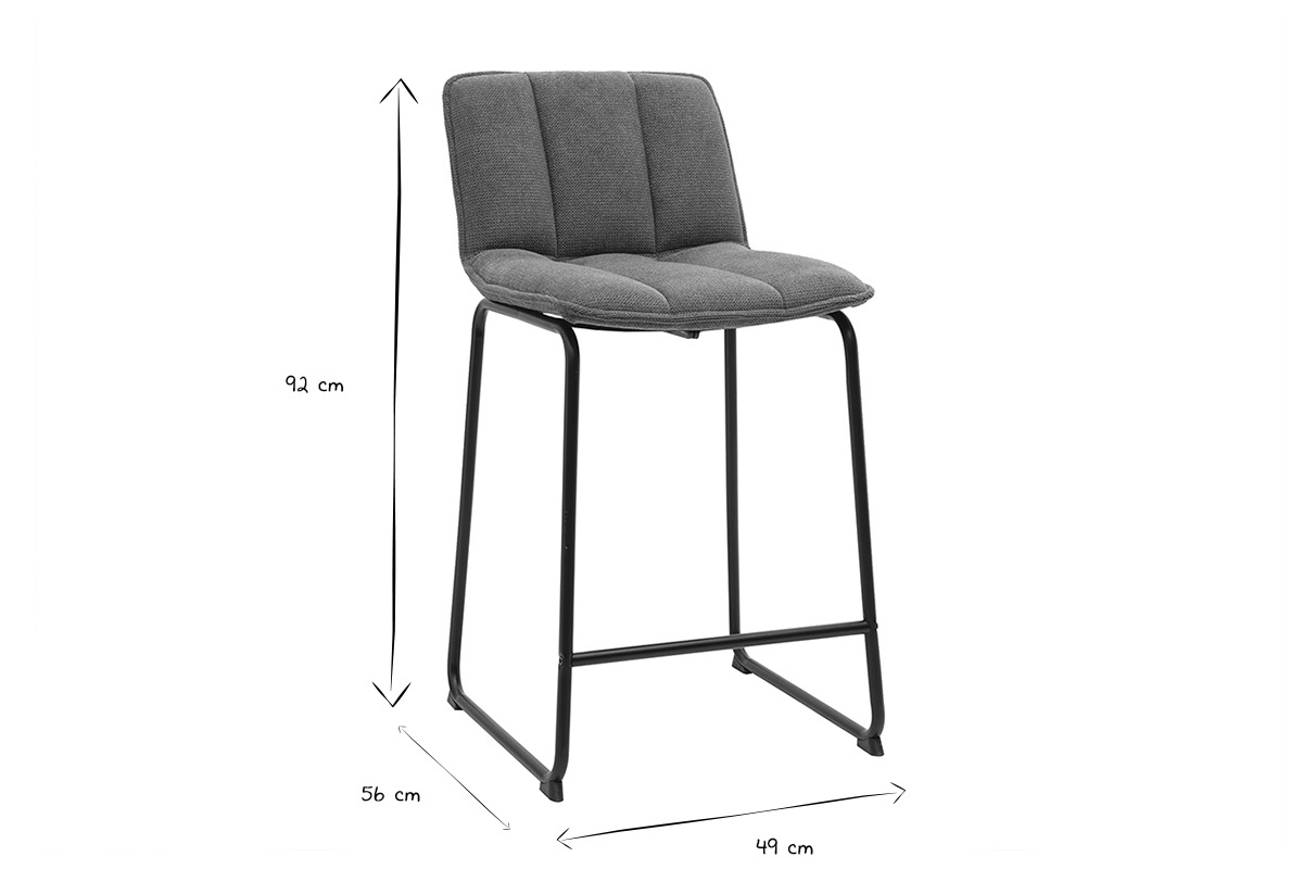 Abmessungen der Barhocker VISTO in Schwarz und Wei�: H92 cm, B49 cm, T56 cm.
