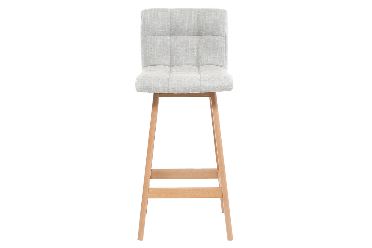 Barhocker aus hellgrauem Stoff und Holz H67,5 cm (2er-Set) KLARIS