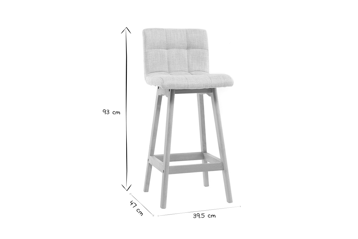 Barhocker aus hellgrauem Stoff und Holz H67,5 cm (2er-Set) KLARIS