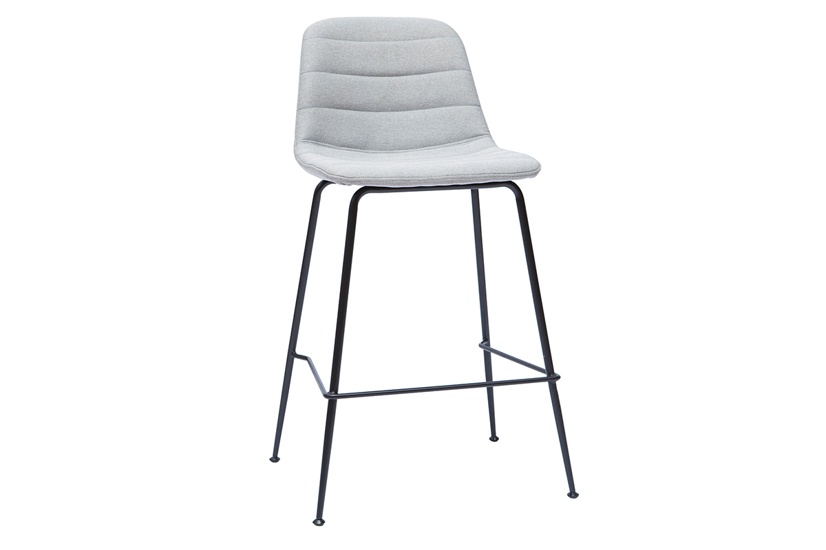 Barhocker aus hellgrauer Stoff und Metall 65 cm (2er Set) SAURY