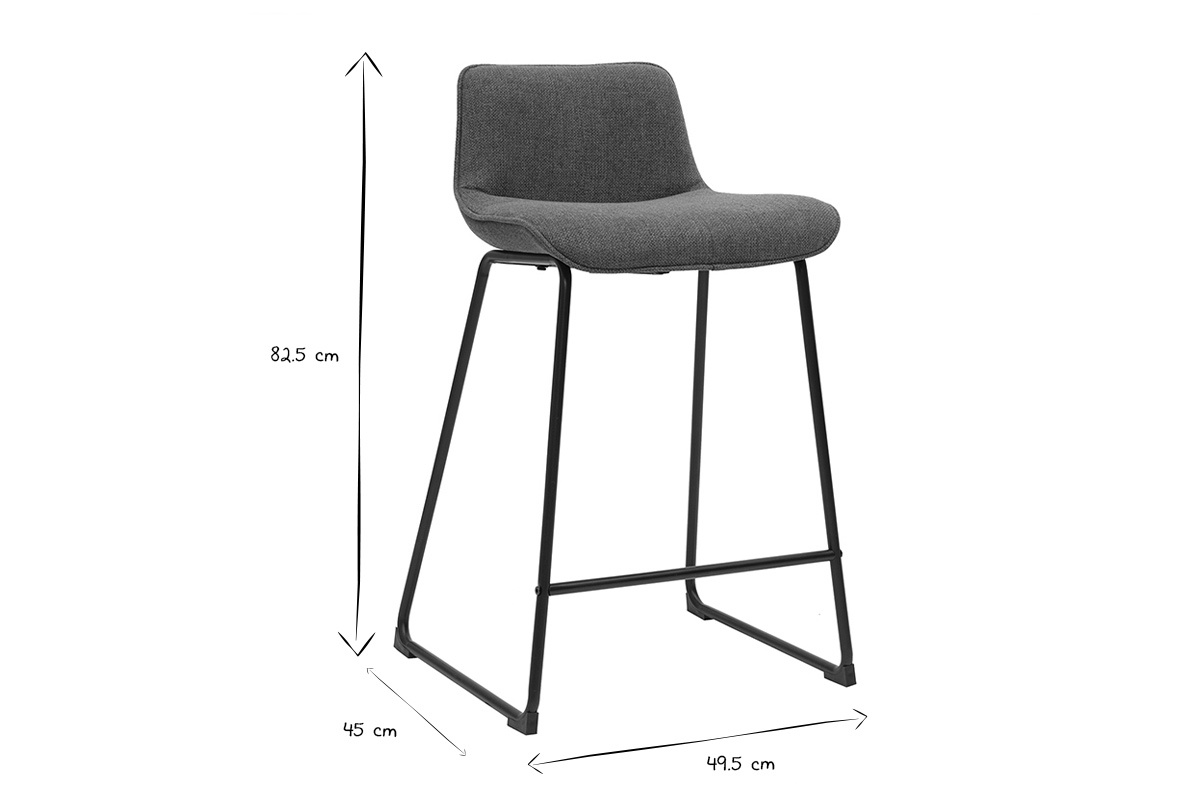 Barhocker aus khakifarbenem Stoff und Metall H65 cm (Set mit 2) BOOST