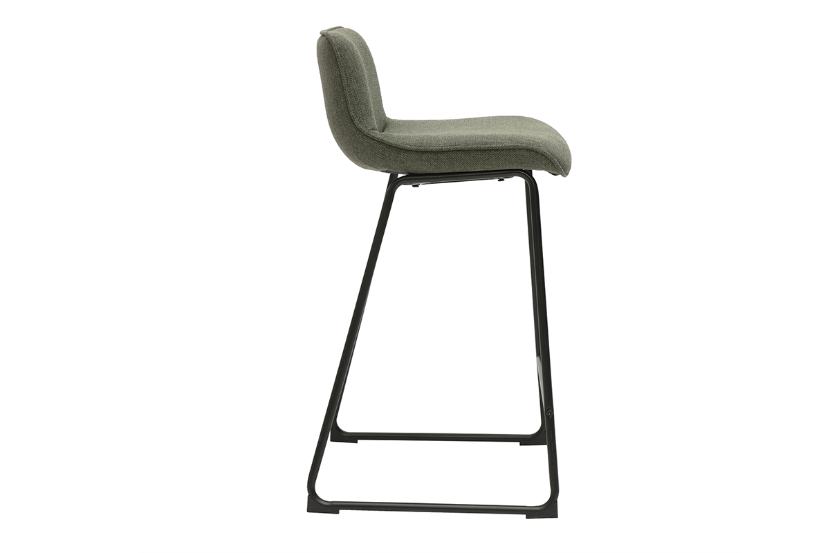 Barhocker aus khakifarbenem Stoff und Metall H65 cm (Set mit 2) BOOST