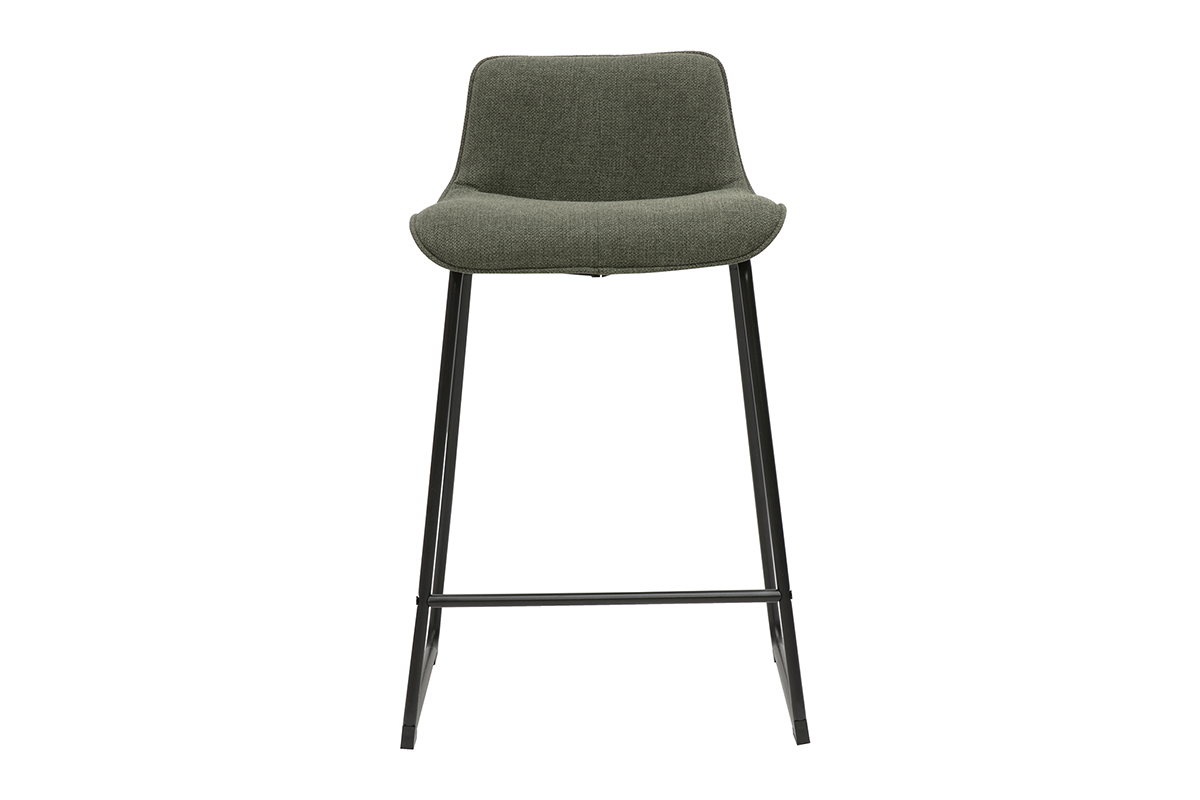 Barhocker aus khakifarbenem Stoff und Metall H65 cm (Set mit 2) BOOST