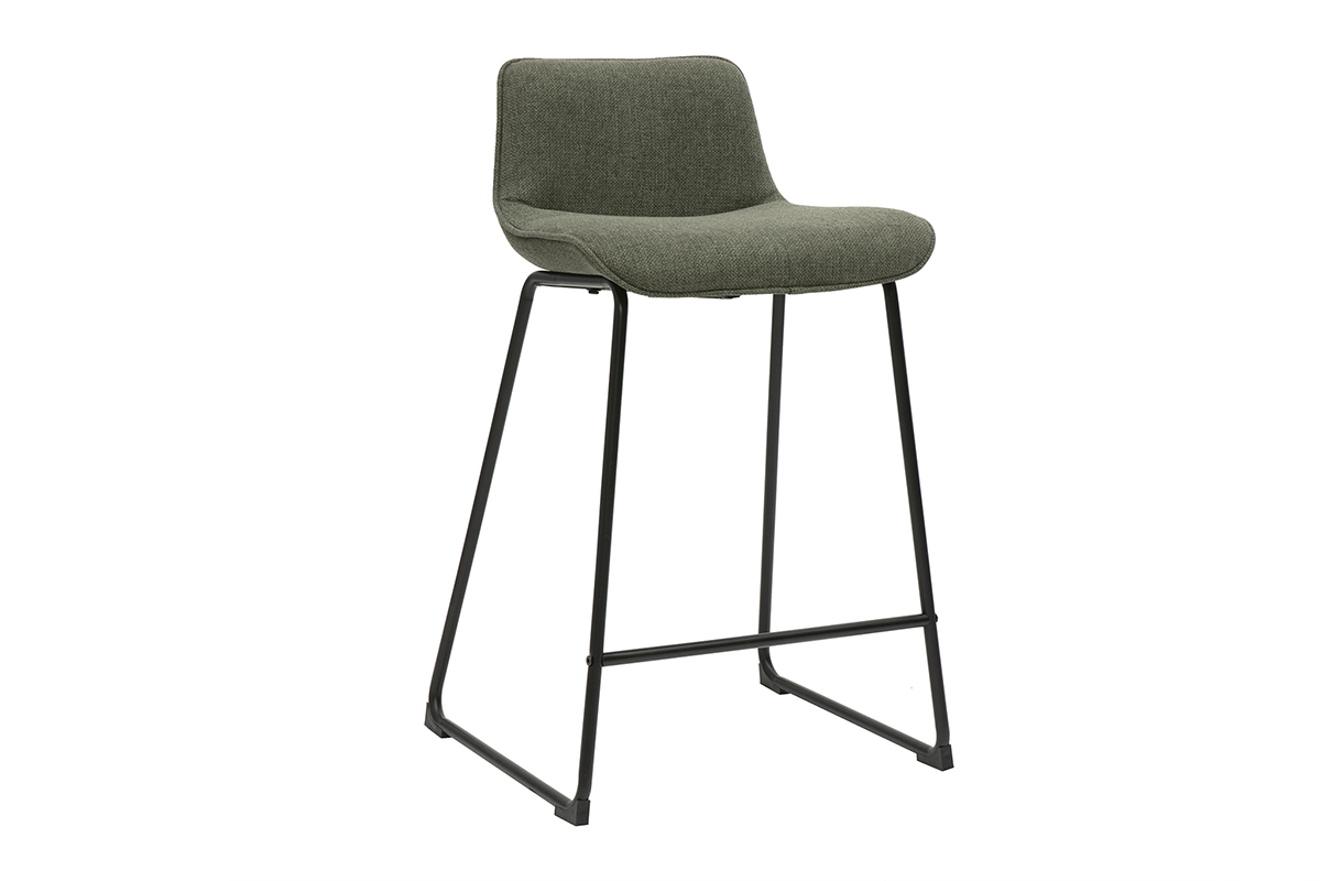 Barhocker aus khakifarbenem Stoff und Metall H65 cm (Set mit 2) BOOST