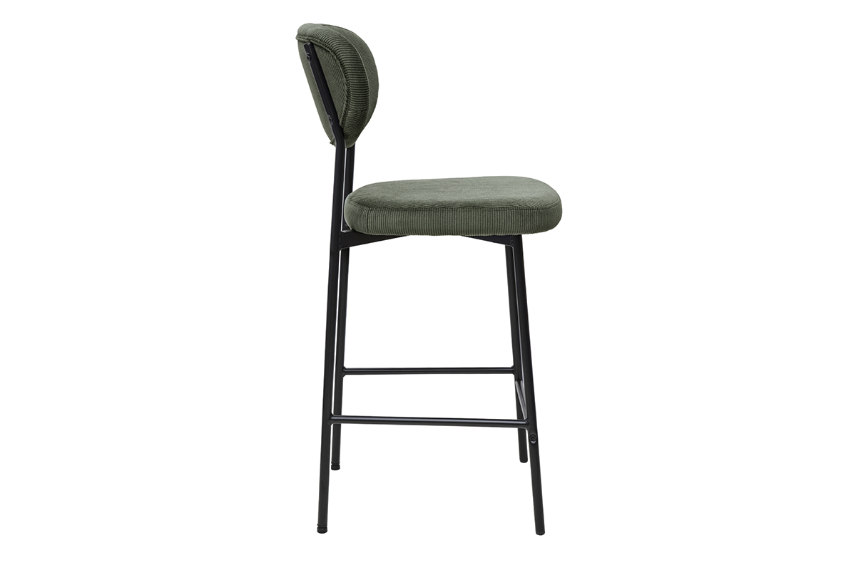 Barhocker aus kordiertem Samt in Khakigrn H65 cm (2er-Set) BREKA