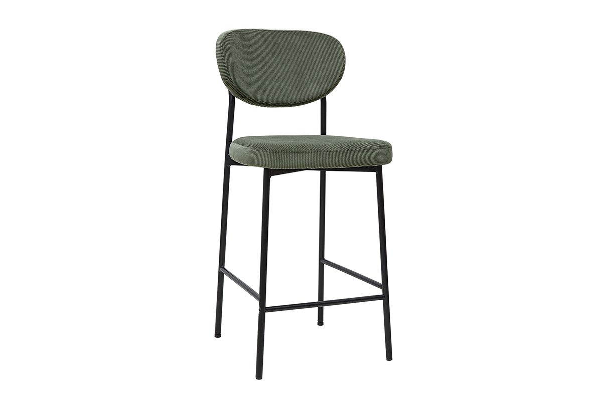 Barhocker aus kordiertem Samt in Khakigrn H65 cm (2er-Set) BREKA