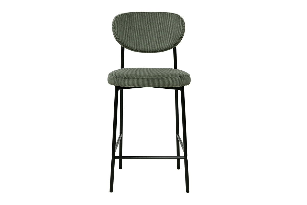 Barhocker aus kordiertem Samt in Khakigrn H65 cm (2er-Set) BREKA