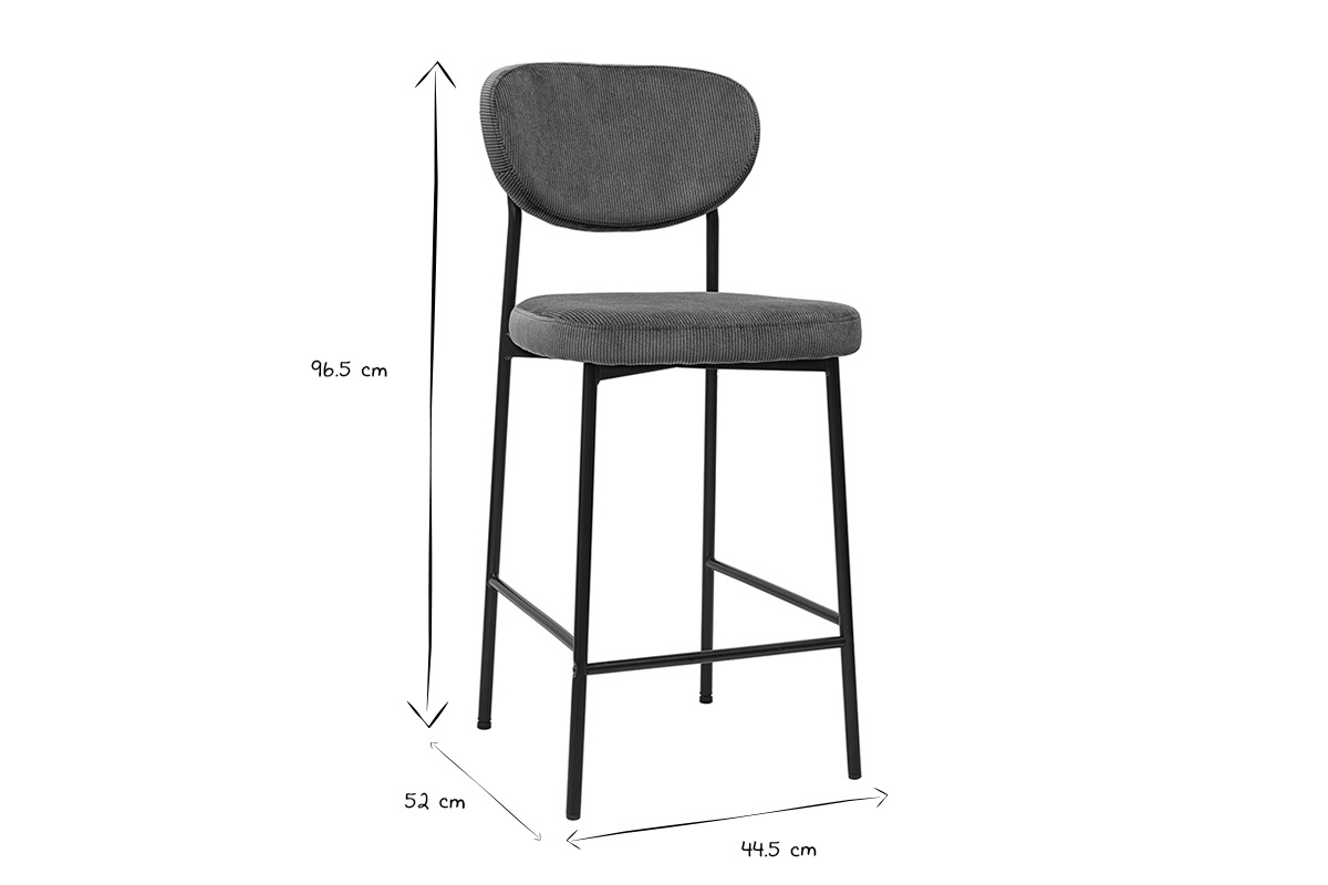 Barhocker aus kordiertem Samt in Khakigrn H65 cm (2er-Set) BREKA