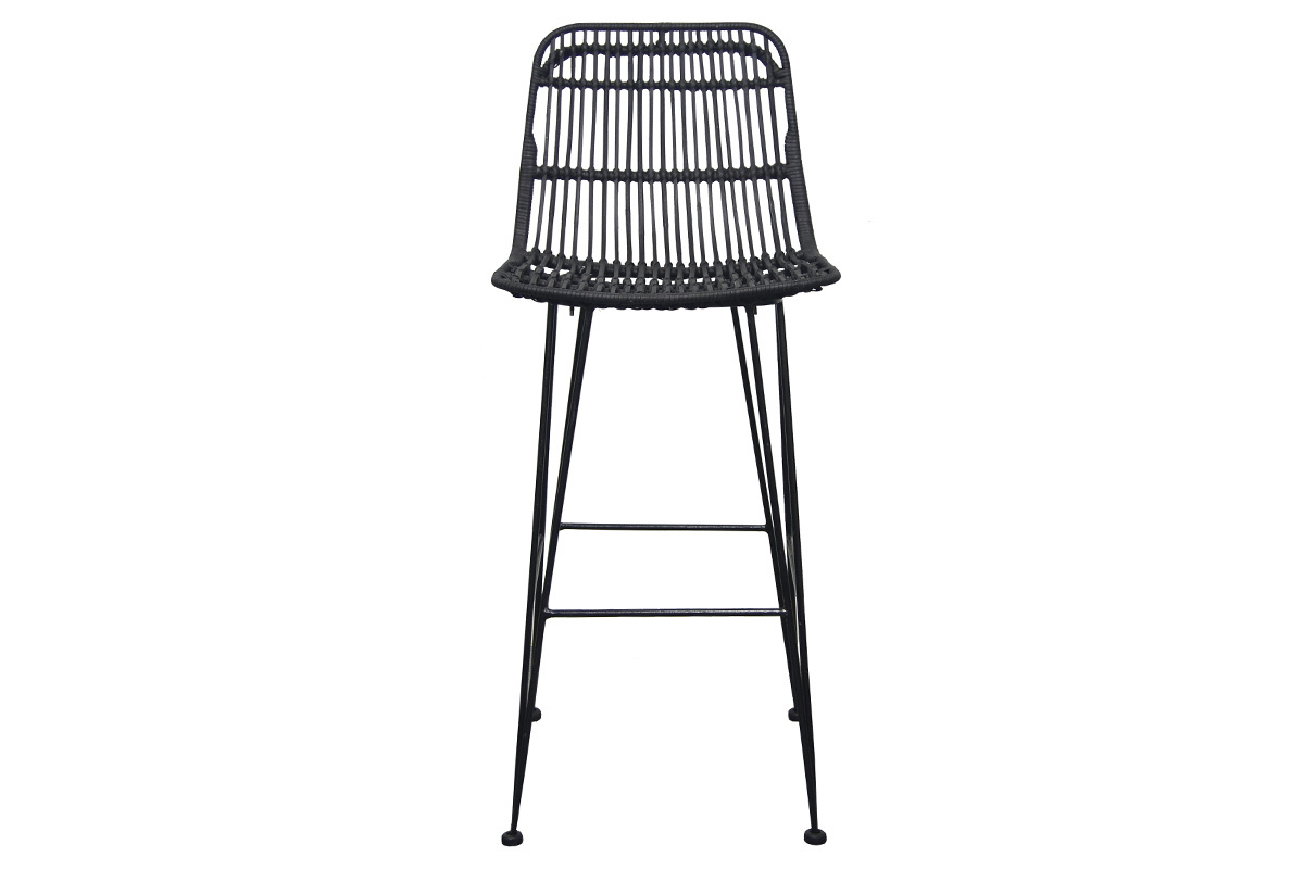 Barhocker aus Naturrattan Schwarz 2 Stk. MALACCA