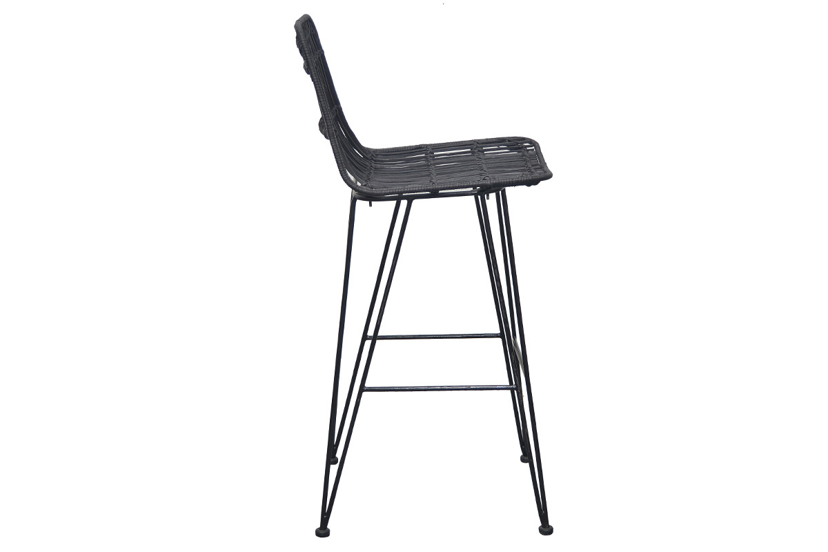 Barhocker aus Naturrattan Schwarz 2 Stk. MALACCA
