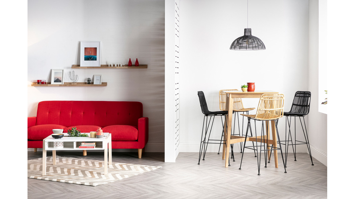 Barhocker aus Naturrattan Schwarz 2 Stk. MALACCA
