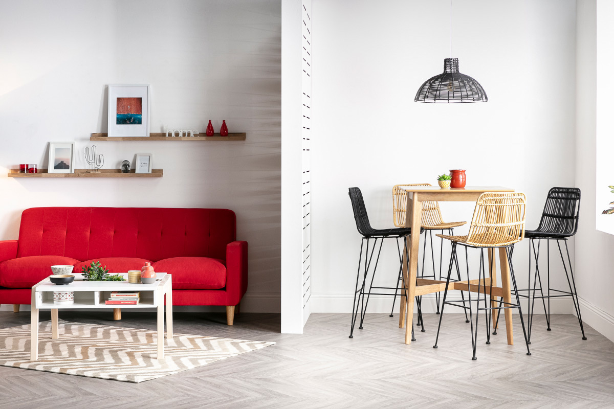 Barhocker aus Naturrattan Schwarz 2 Stk. MALACCA