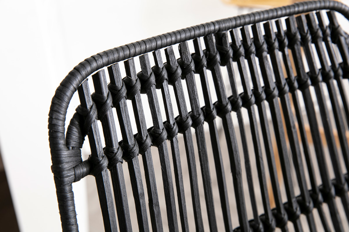 Barhocker aus Naturrattan Schwarz 2 Stk. MALACCA