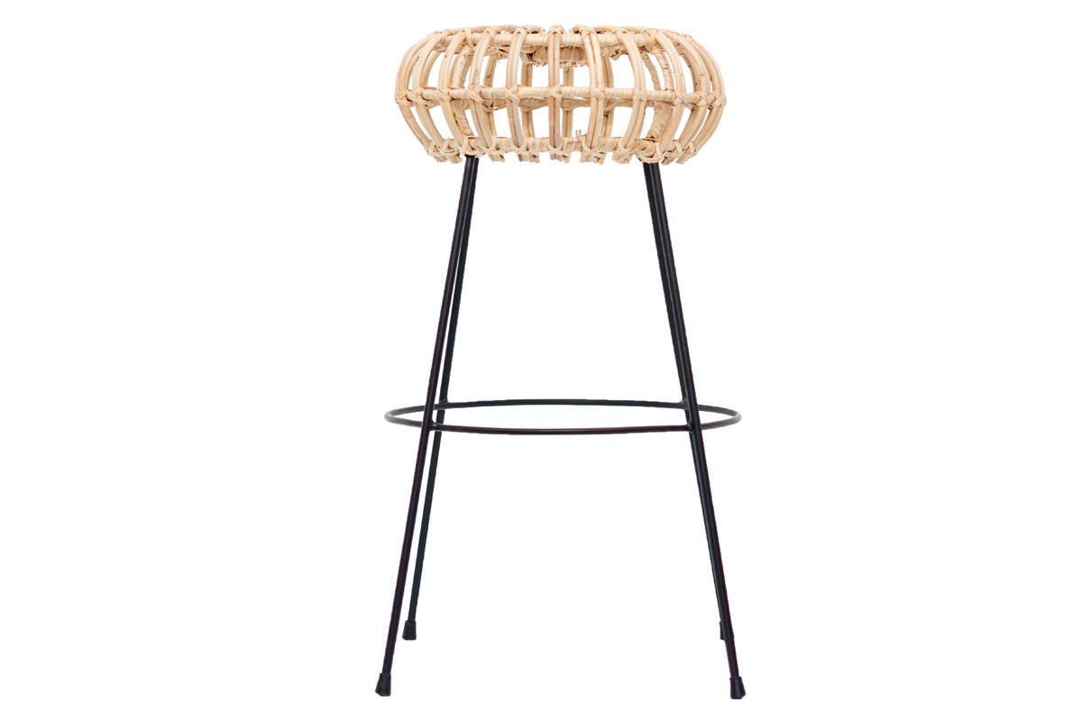 Barhocker aus Rattan mit Metallfu HOLLOW