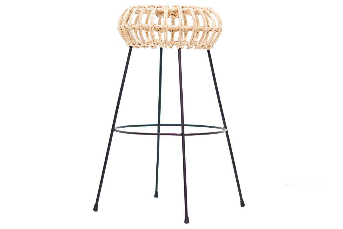 Barhocker aus Rattan mit Metallfu HOLLOW