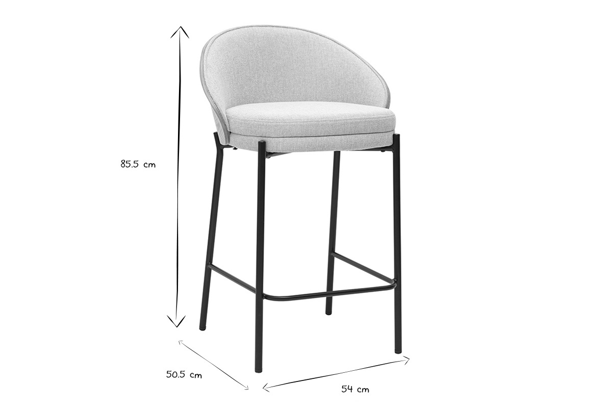 Schwarzer und wei�er Barhocker mit Abmessungen 85,5 cm H�he, 50,5 cm Breite, 54 cm Tiefe.