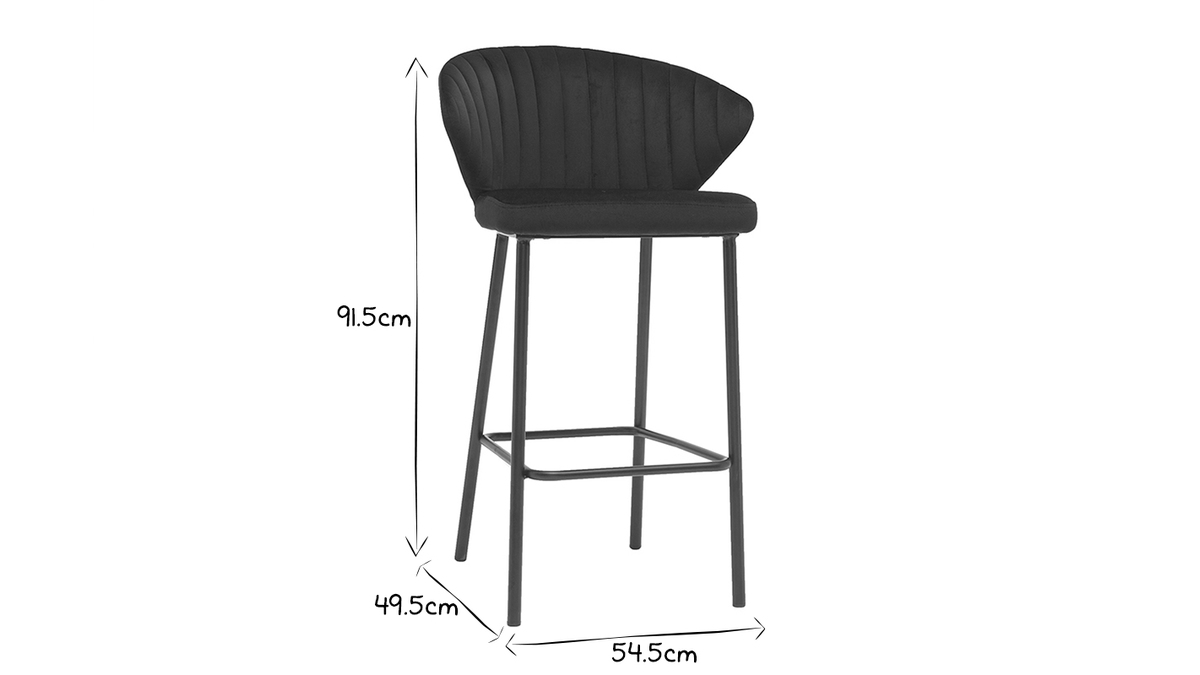 Barhocker aus schwarzem Samt 65 cm DALLY