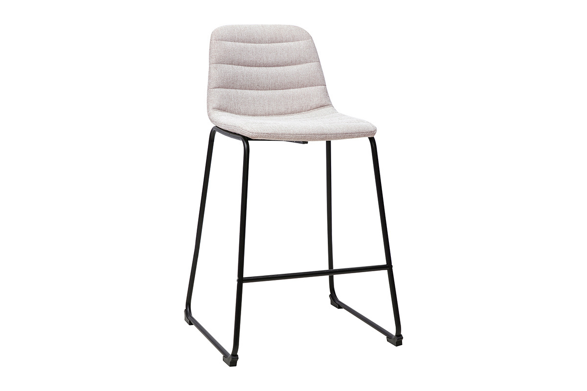 Barhocker aus beigem Stoff und Metall, 3/4-Ansicht, H�he 64 cm