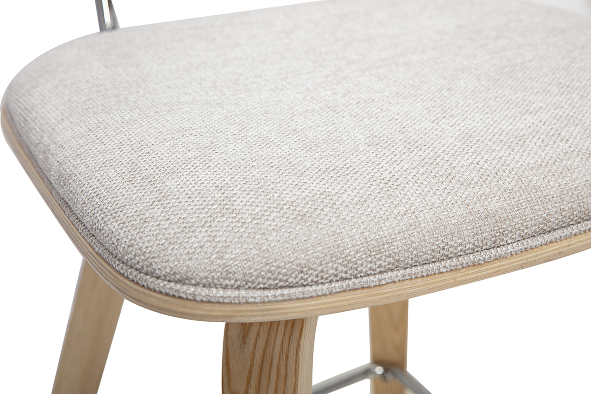 Beige Textur-Velours-Effekt-Stoff, Nahaufnahme der SEGUR-Barhocker.