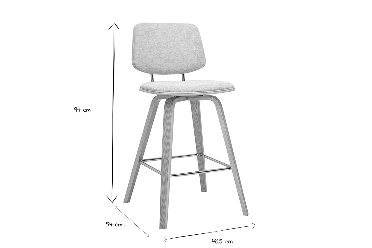 Abmessungen der beigen Barhocker: H94 cm, T54 cm, B48,5 cm in Schwarz und Wei�
