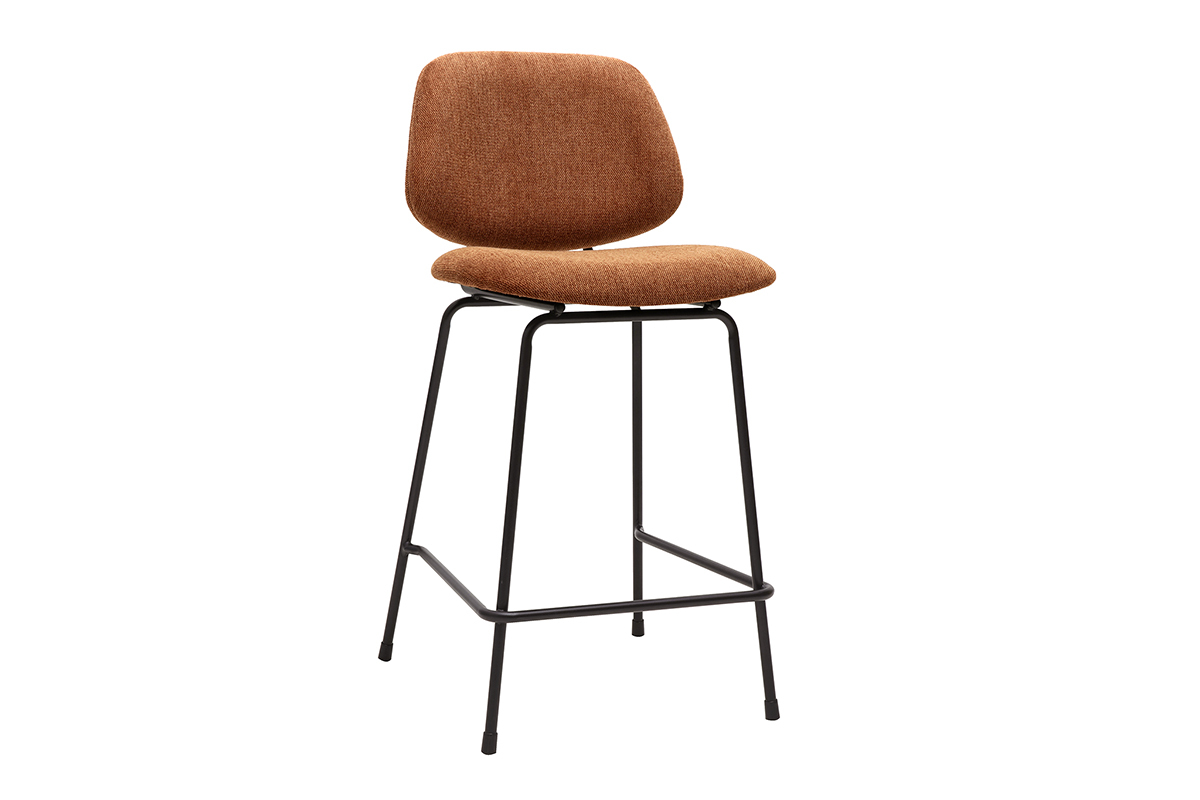 Barhocker aus Stoff mit burnt-earth-Effekt und Metall H66.5 cm BARNET