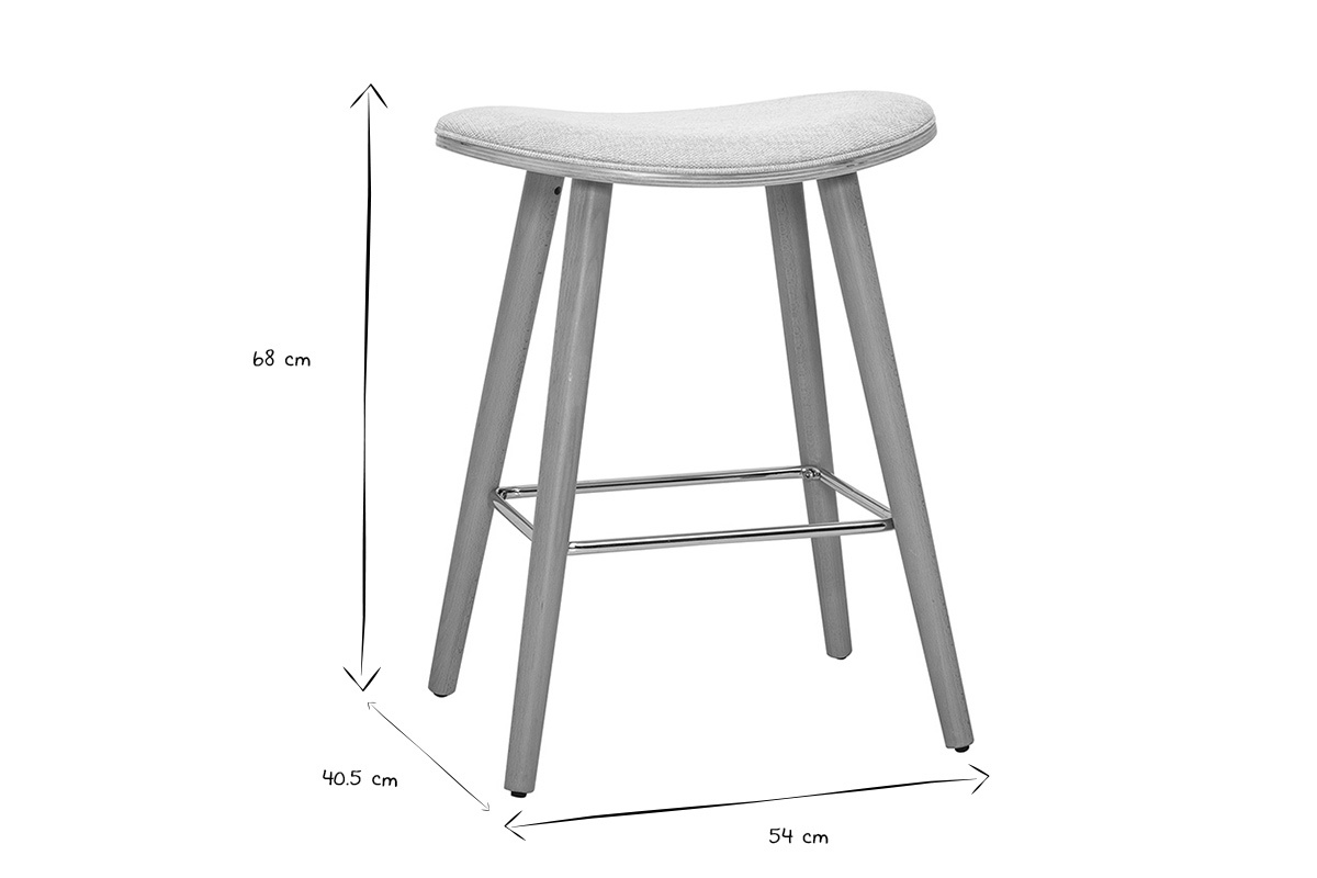 Abmessungen eines Barhockers: H�he 68 cm, Tiefe 40,5 cm, Breite 54 cm, Seitenansicht.