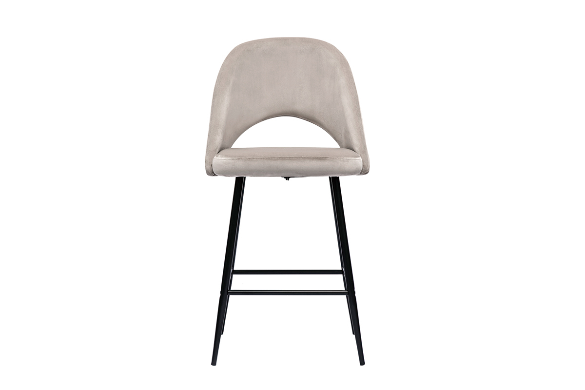 Barhocker aus taupefarbenem Samt und Metall H65 cm (2er-Set) COSETTE