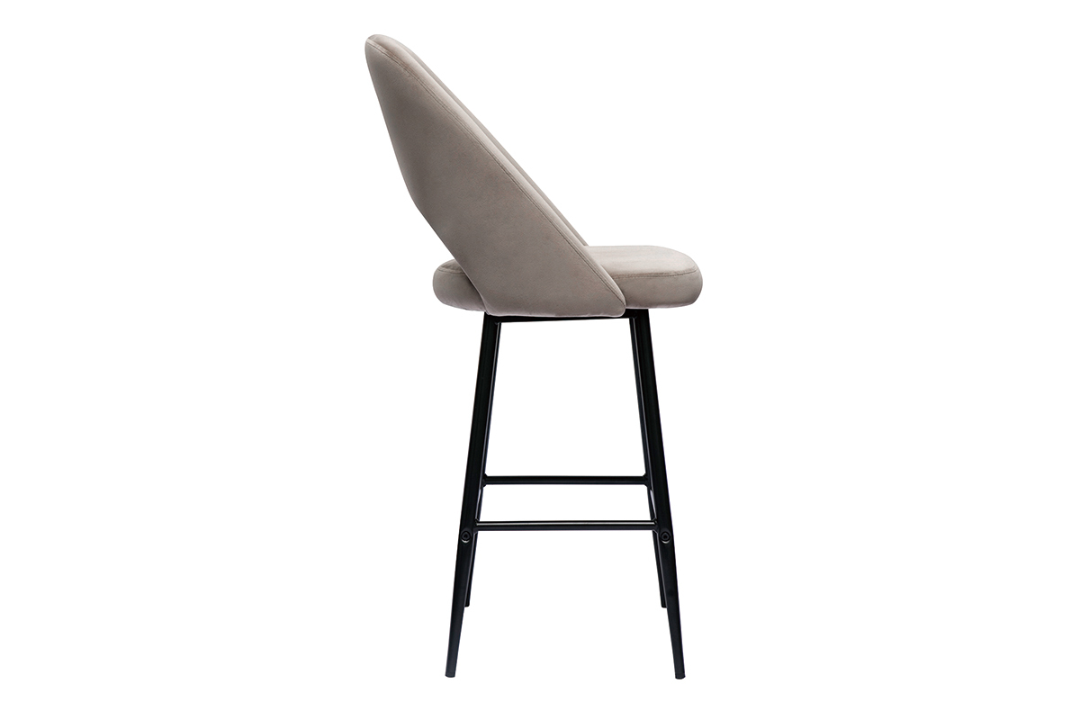 Barhocker aus taupefarbenem Samt und Metall H65 cm (2er-Set) COSETTE