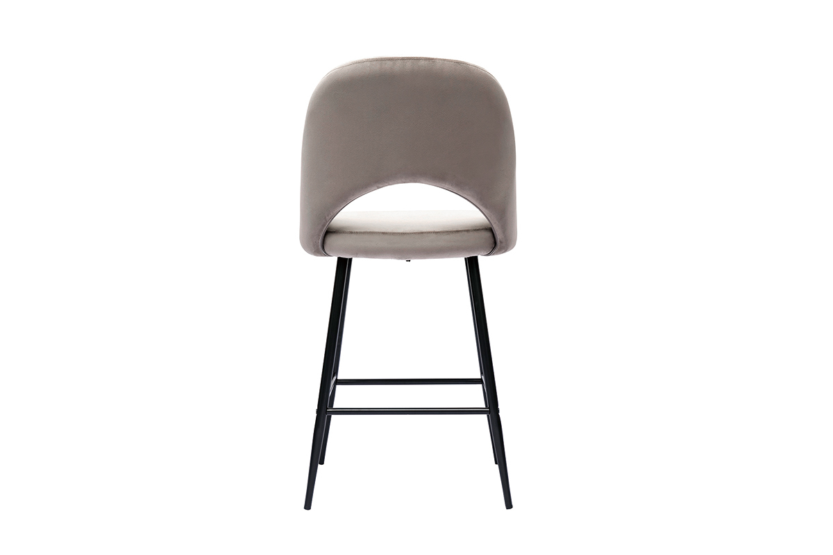 Barhocker aus taupefarbenem Samt und Metall H65 cm (2er-Set) COSETTE