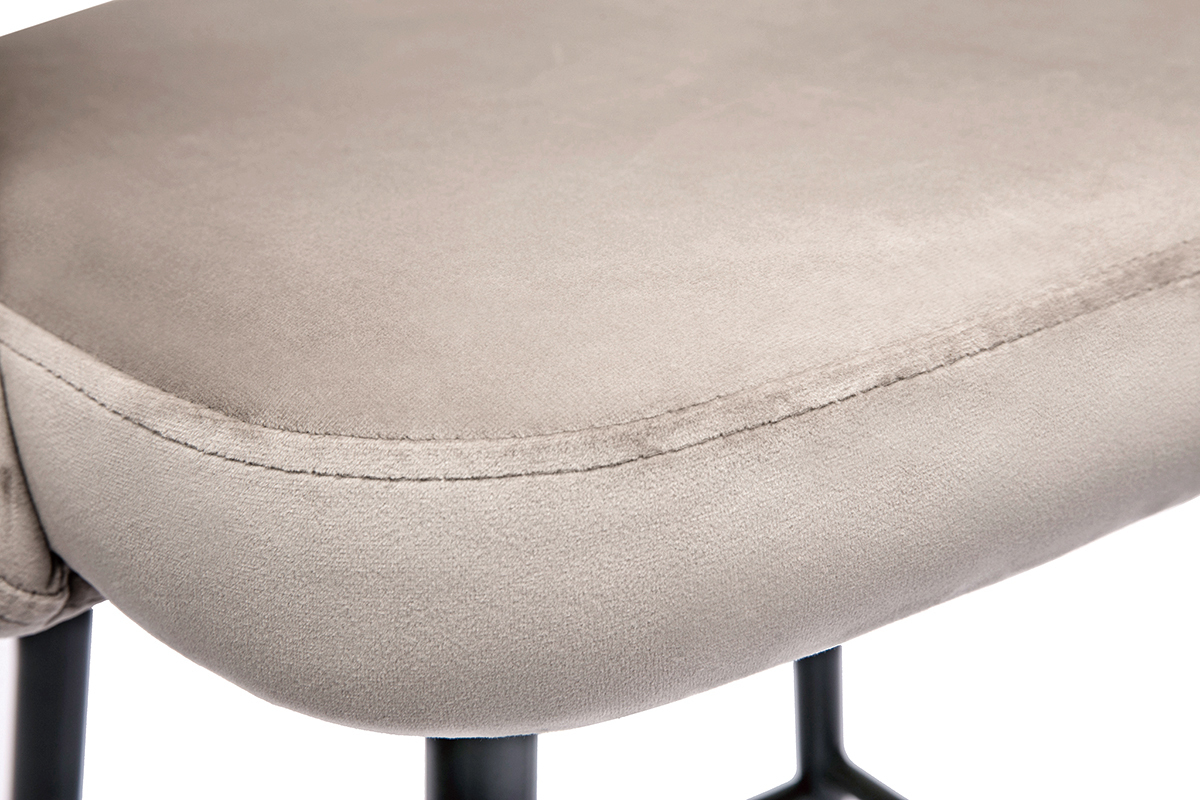 Barhocker aus taupefarbenem Samt und Metall H65 cm (2er-Set) COSETTE