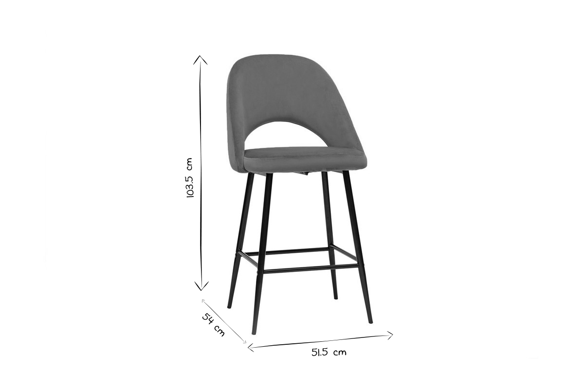 Barhocker aus taupefarbenem Samt und Metall H65 cm (2er-Set) COSETTE