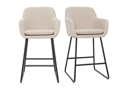 Barhocker beiger Stoff mit Samteffekt H65 cm 2er-Set AMIKA