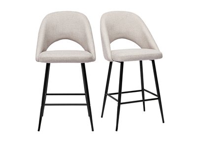 Barhocker beiger Stoff mit Samteffekt H65cm (2er-Set) COSETTE